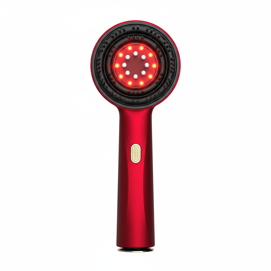Red scalp massager with LED lights